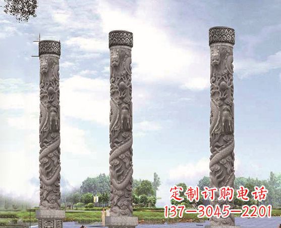 宁夏精美雕塑盘龙柱,美化您的室外空间