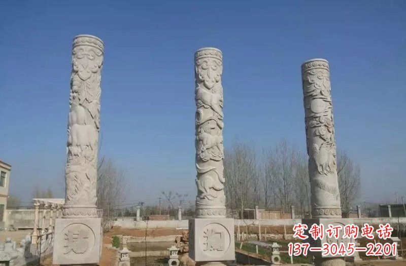 宁夏十二生肖文化柱石雕,展现传统文化风采