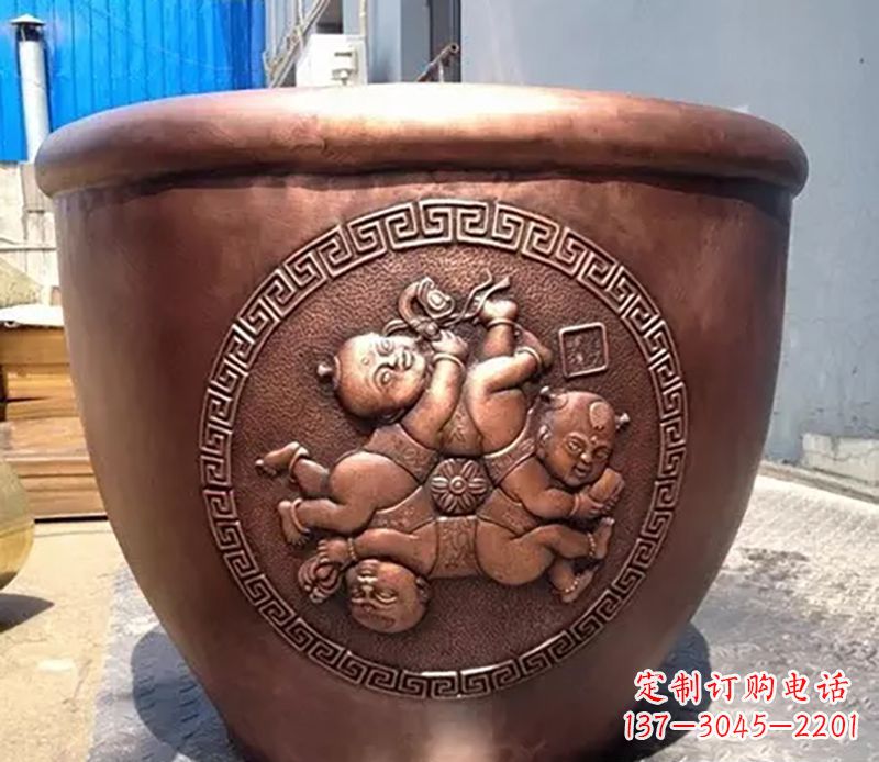 宁夏广场水缸铜雕塑