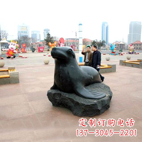 宁夏海豹石雕塑,精美纯手工制作
