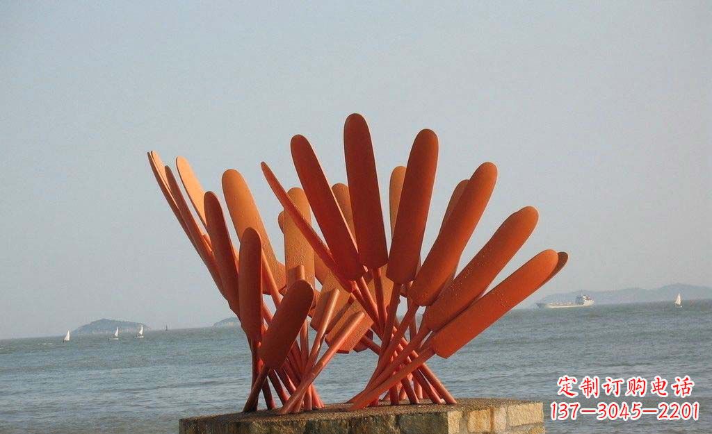 宁夏海边不锈钢抽象船桨雕塑