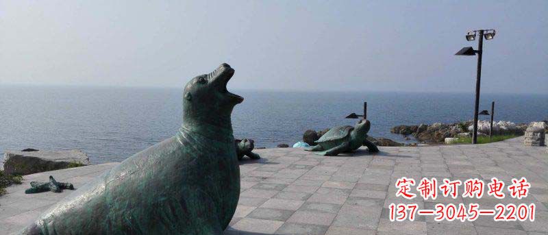 宁夏海边海豹动物景观铜雕