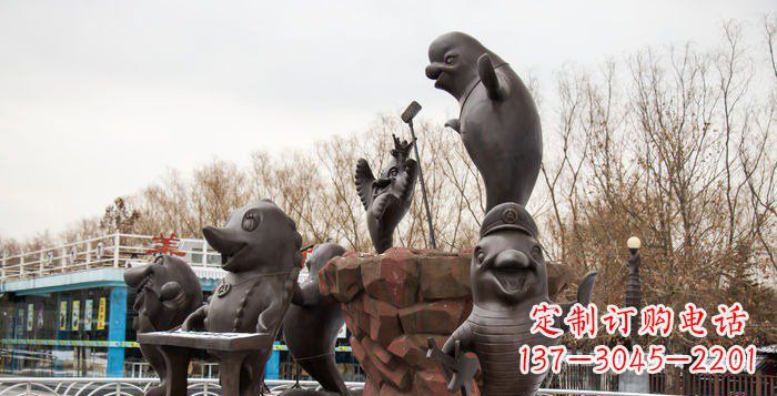 宁夏精美铜海豚雕塑,精细雕琢把海豚灵魂融入!