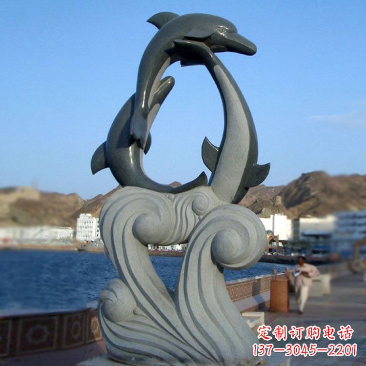 宁夏欣赏海豚石雕塑的美丽