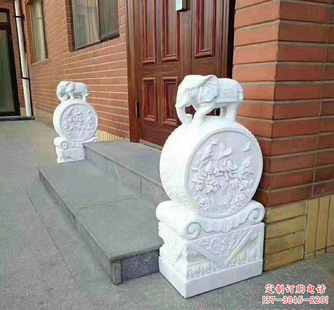 宁夏汉白玉大象门墩石雕
