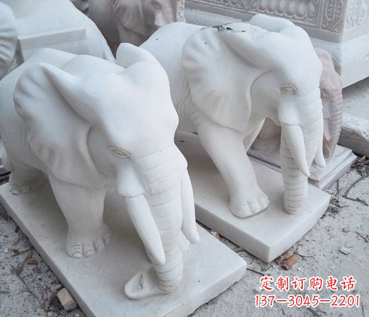 宁夏汉白玉大象公园动物石雕
