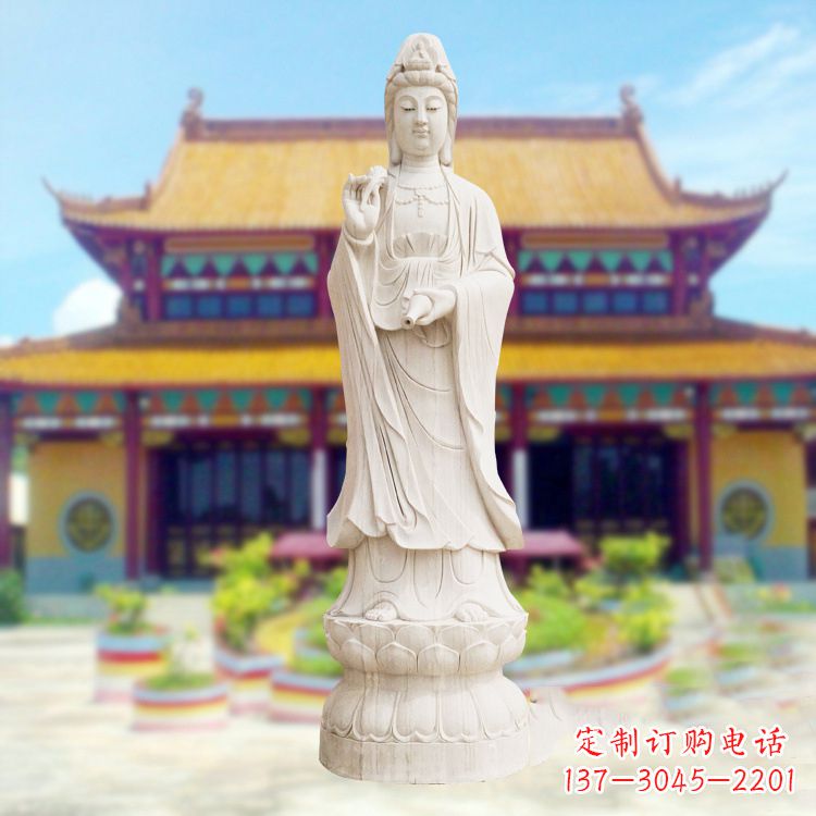 宁夏汉白玉观音菩萨石雕