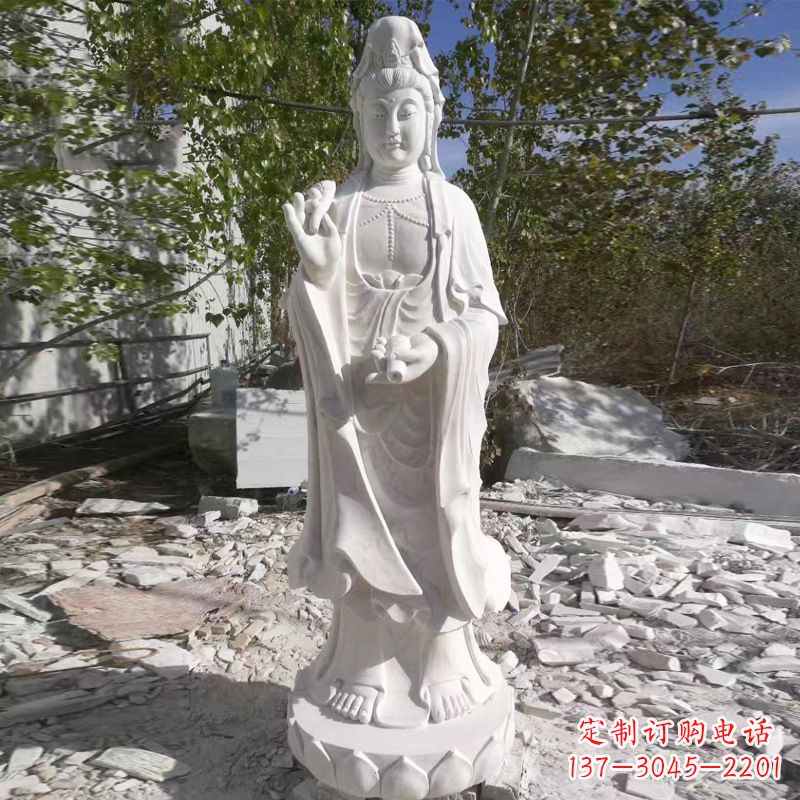 宁夏汉白玉观音菩萨石雕塑