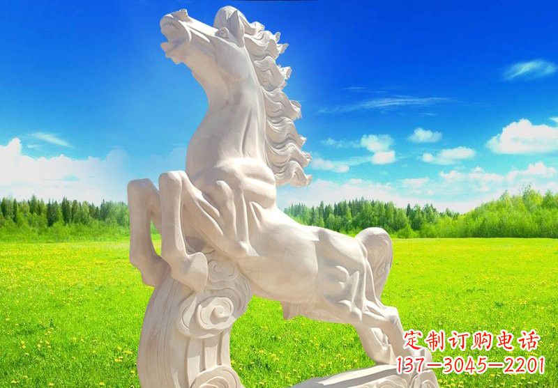 宁夏古典精美的汉白玉奔马石雕