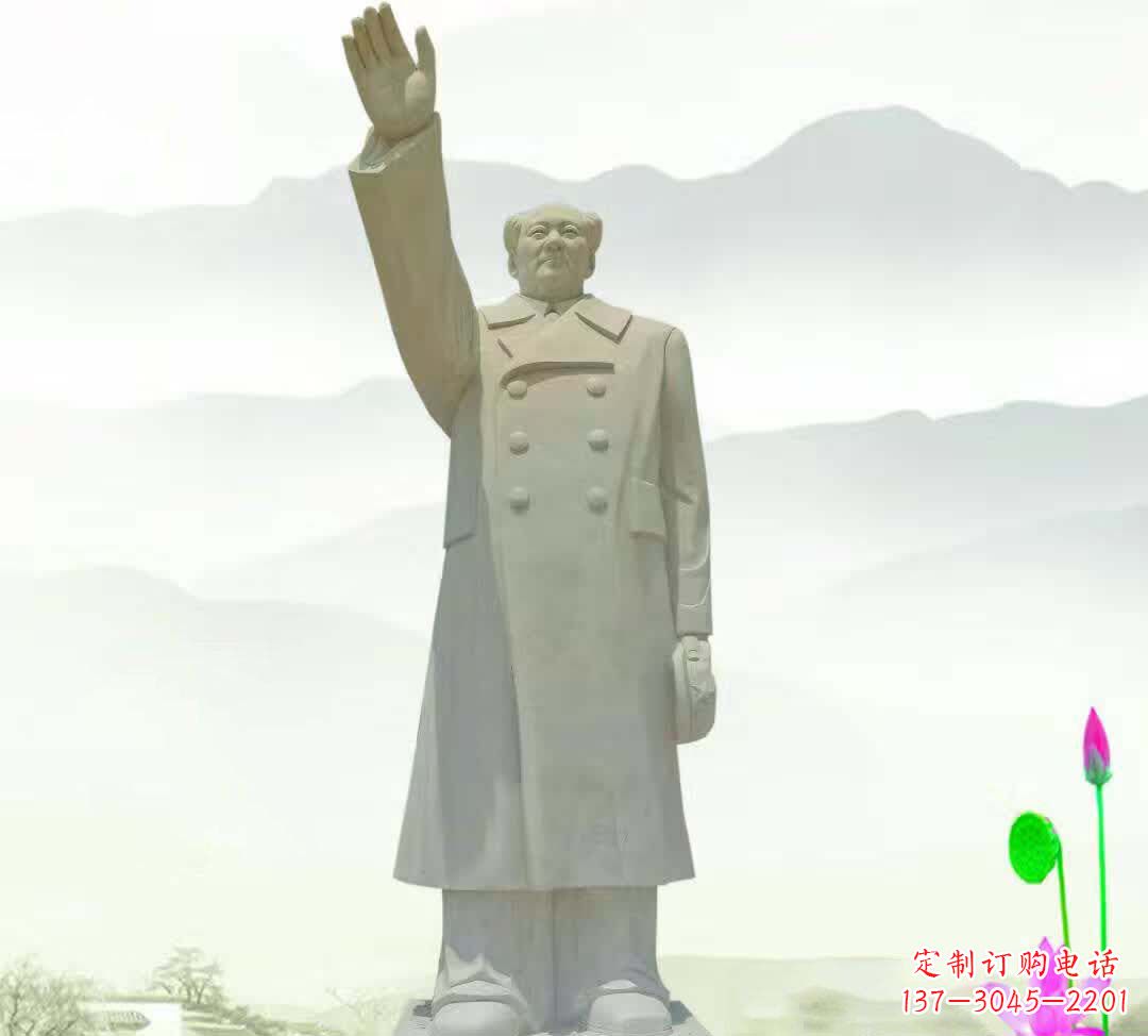 宁夏汉白玉打造的毛泽东雕塑