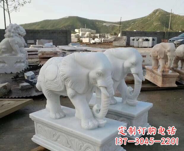 宁夏高雅大气的汉白玉吉祥大象门口雕塑