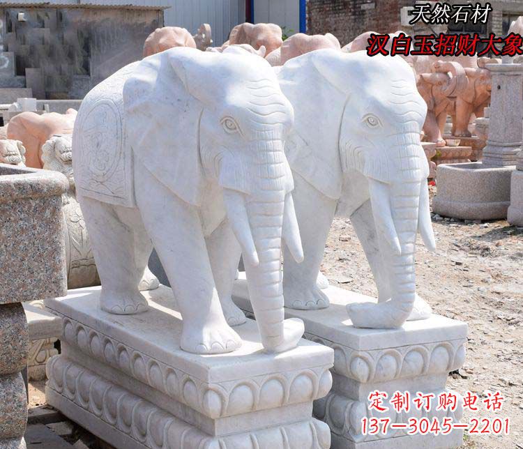 宁夏汉白玉大象雕塑由中领雕塑定制,是一款华丽…