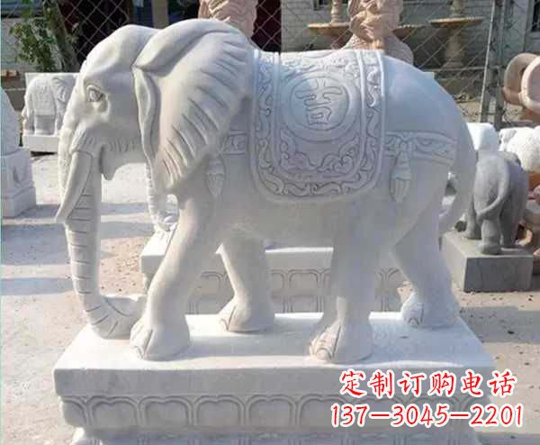 宁夏汉白玉吉祥如意招财镇宅大象石雕_1