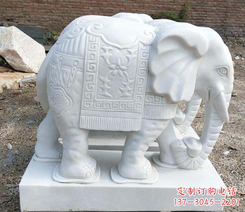 宁夏中领雕塑汉白玉卷鼻大象雕塑