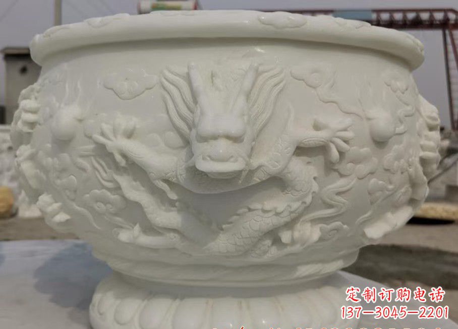 宁夏中领雕塑汉白玉龙鱼缸雕塑,是由专业雕塑定…
