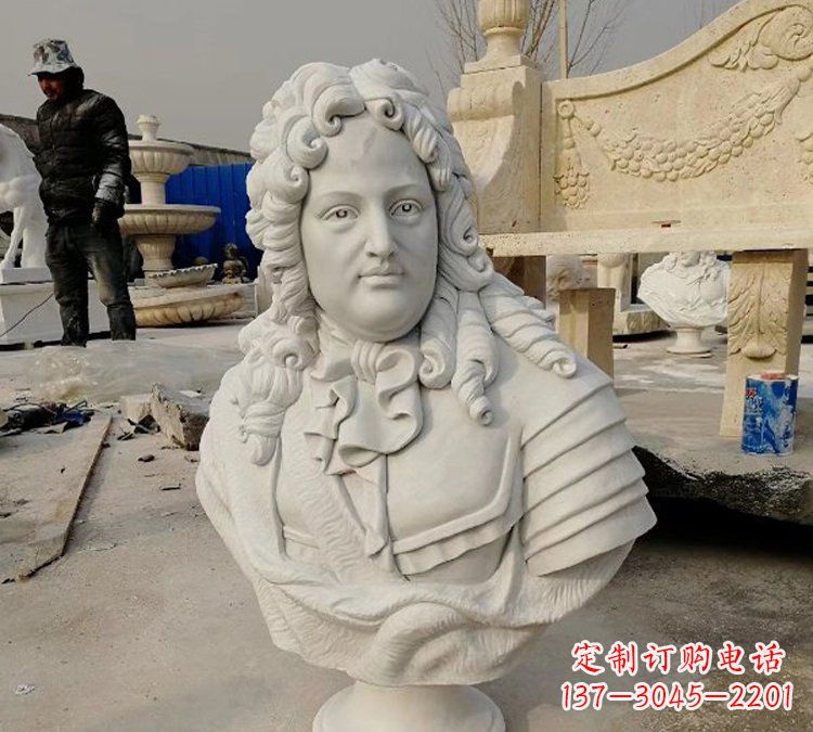 宁夏汉白玉牛顿头像雕塑,尊享经典