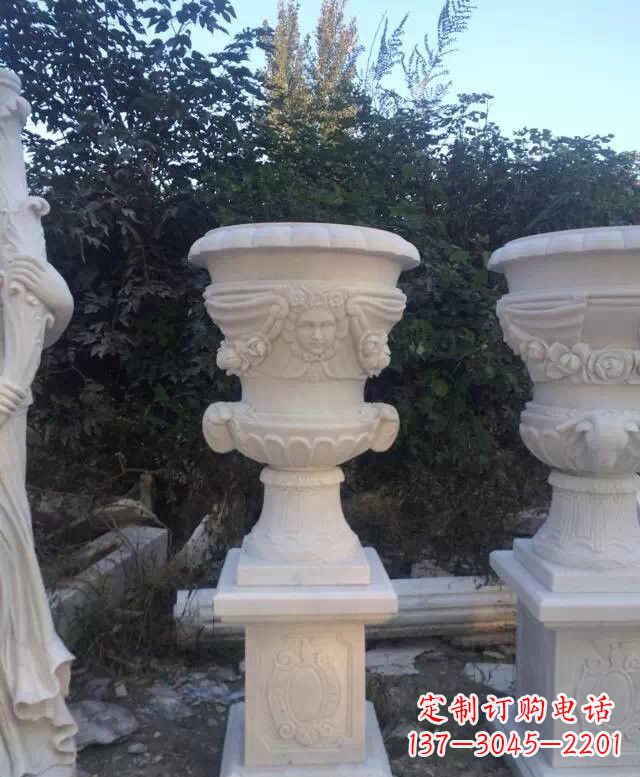 宁夏汉白玉艺术雕塑花盆
