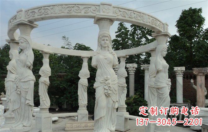 宁夏汉白玉欧式凉亭雕塑,尽享悠然凉意