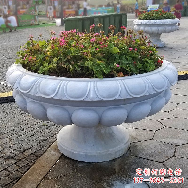 宁夏汉白玉欧式石雕花盆,令您的家园更加精致