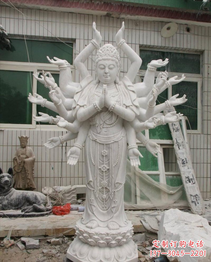 宁夏汉白玉千手观音雕塑,精致细腻,深具宗教意义