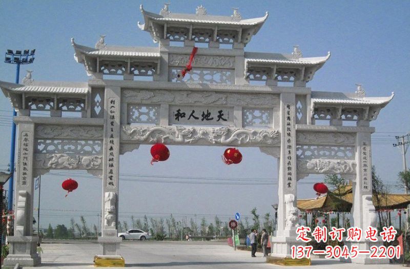 宁夏汉白玉三门五楼牌坊石雕,让艺术永恒不朽