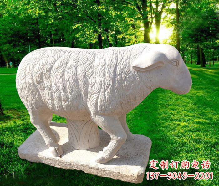 宁夏中领雕塑的汉白玉山羊石雕是一件雕刻精美的…