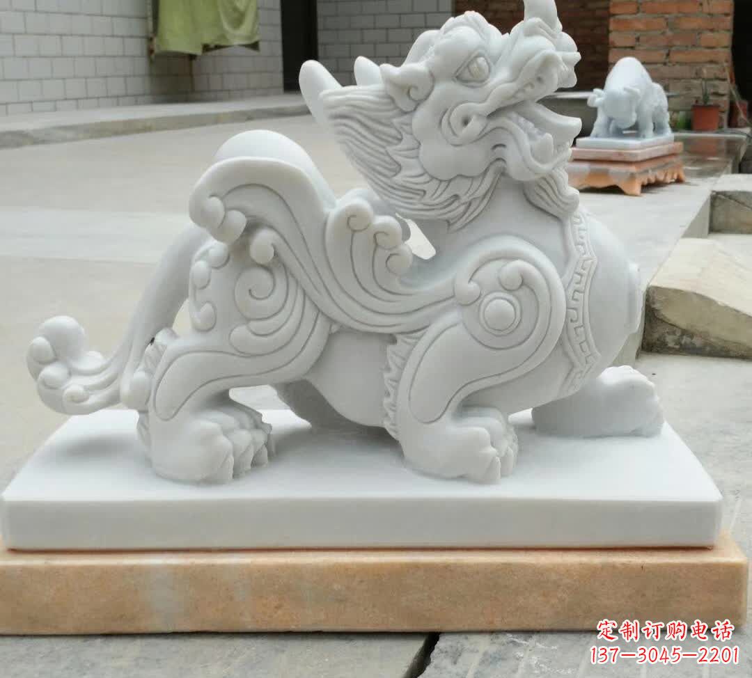 宁夏精美汉白玉貔貅雕塑
