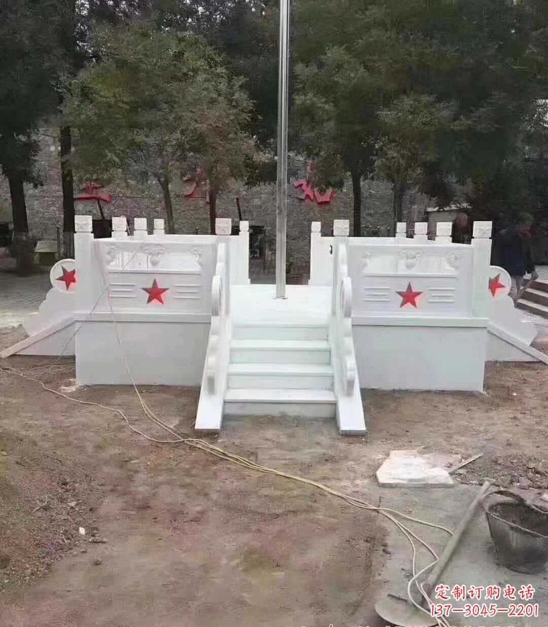 宁夏高贵典雅的汉白玉升旗台石雕