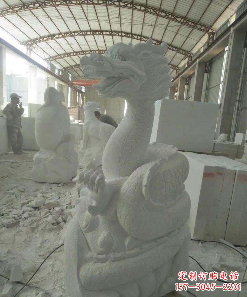 宁夏高品质汉白玉生肖龙雕塑