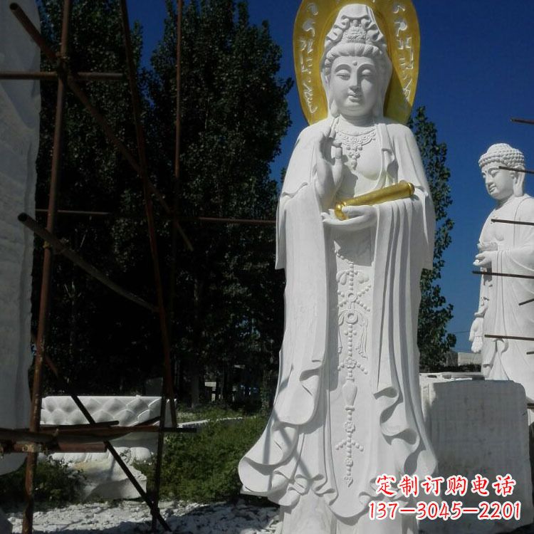 宁夏汉白玉石雕佛像石头观音