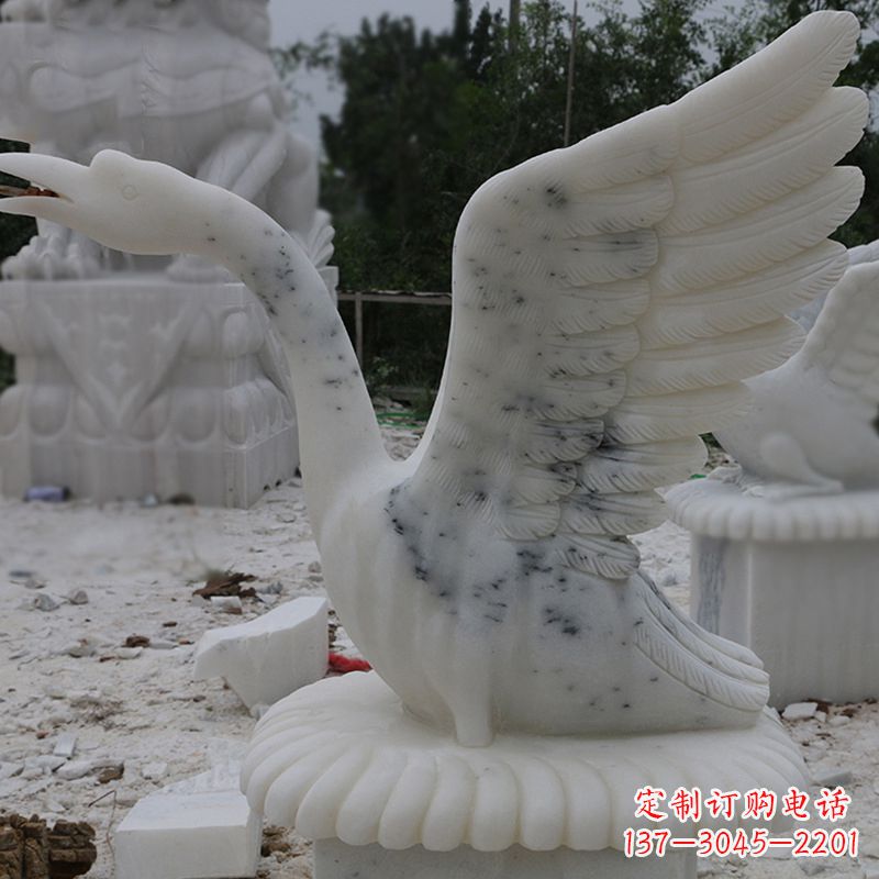 宁夏汉白玉天鹅石雕,精美绝伦,令人叹为观止