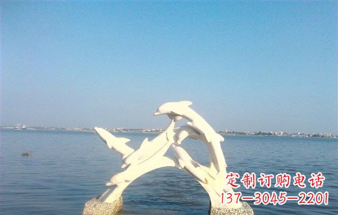 宁夏精美汉白玉海豚雕塑