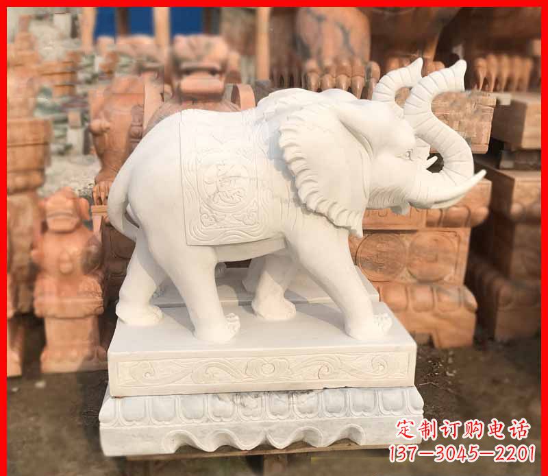 宁夏汉白玉招财大象雕塑