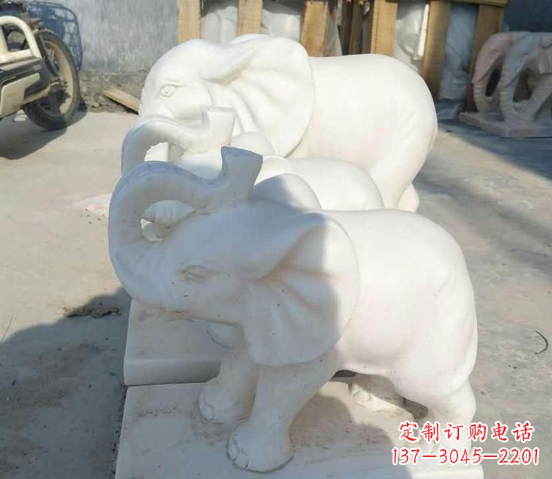宁夏高端汉白玉招财小象雕塑