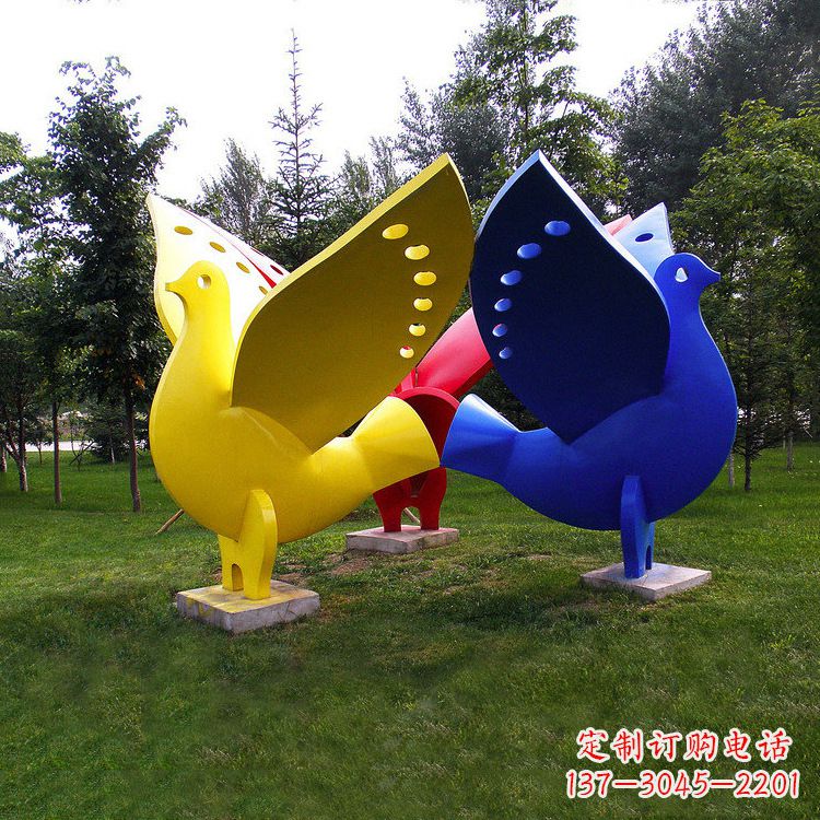 宁夏象征和平的和平鸽雕塑