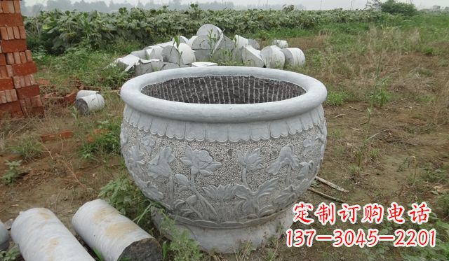 宁夏荷花花盆公园景观石雕，千般美妙一览无余