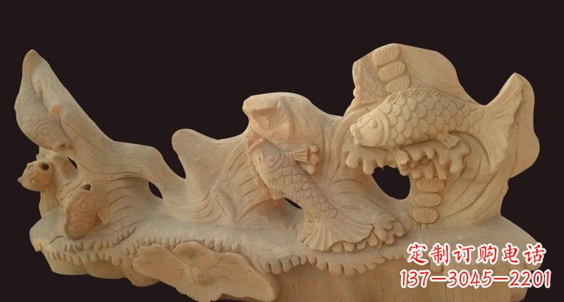 宁夏荷花鲤鱼石雕