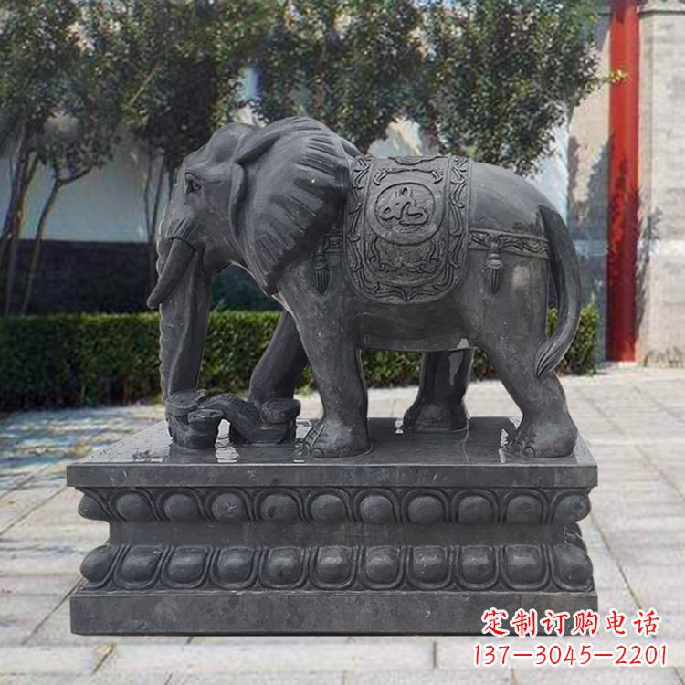 宁夏黑色大象石雕,独特雕塑制作享受