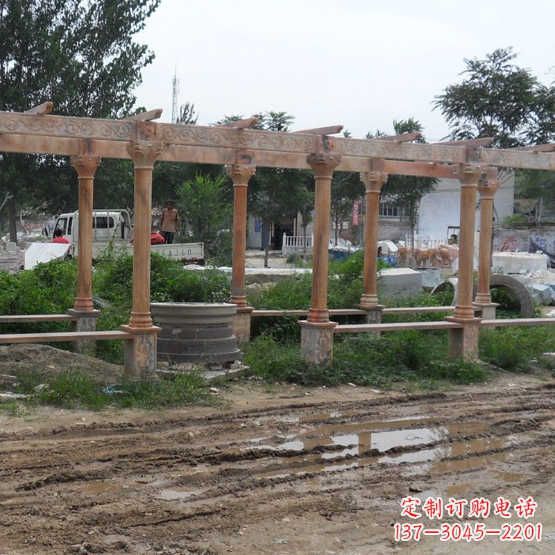 宁夏红色石雕长廊花架