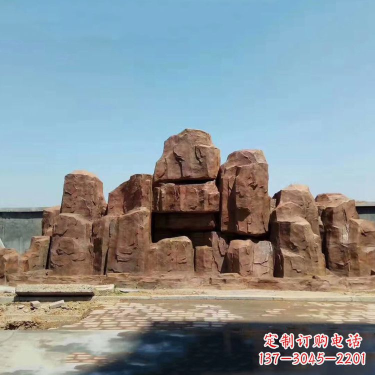 宁夏假山雕塑,红色塑石精美制作
