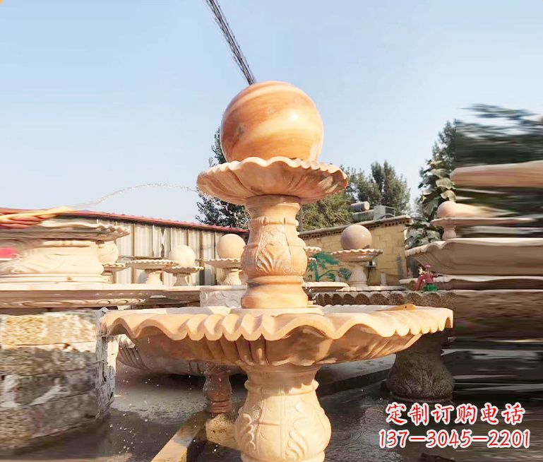 宁夏湖北石雕风水球喷泉——精品水泵雕塑