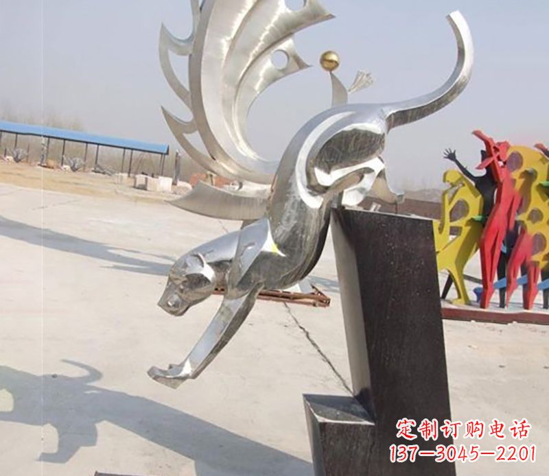 宁夏经典大气的不锈钢豹子雕塑