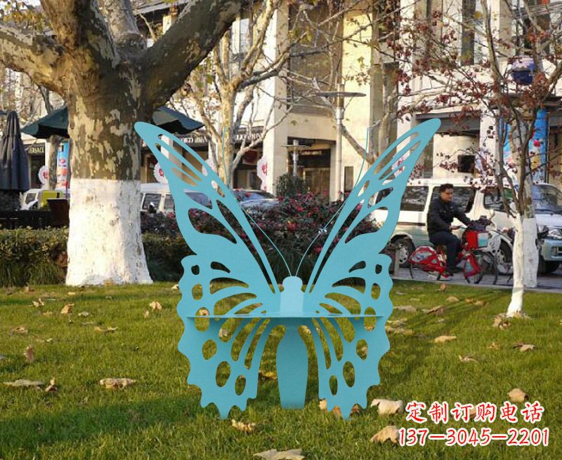 宁夏中领雕塑专业定制不锈钢蝴蝶雕塑座椅