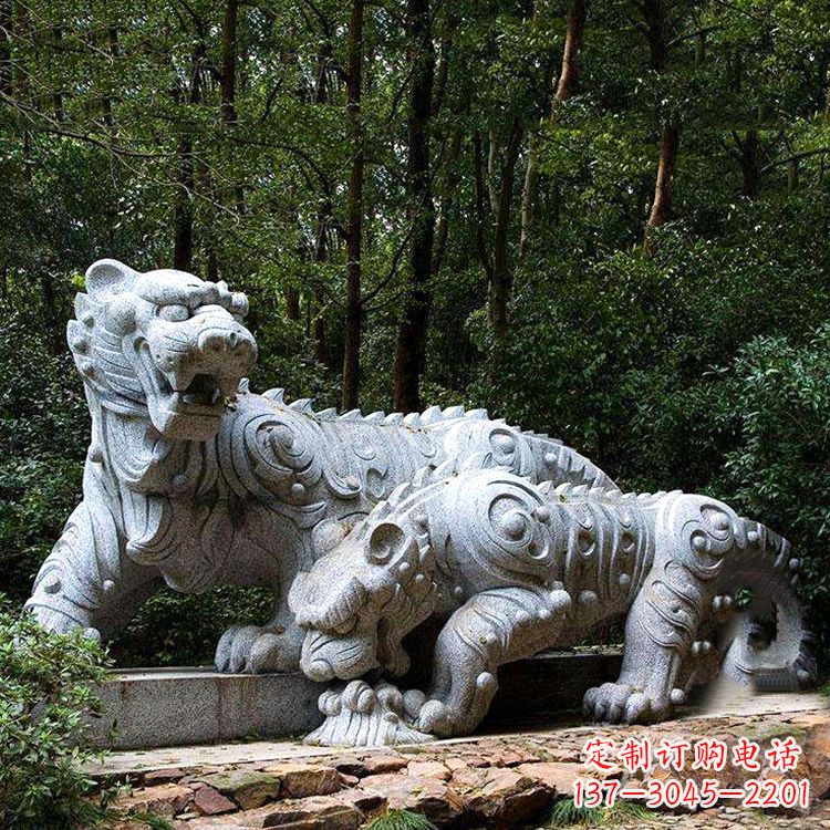 宁夏花岗岩抽象石雕老虎园林动物雕塑