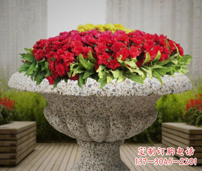 宁夏中领雕塑精美花岗岩花盆小区石雕