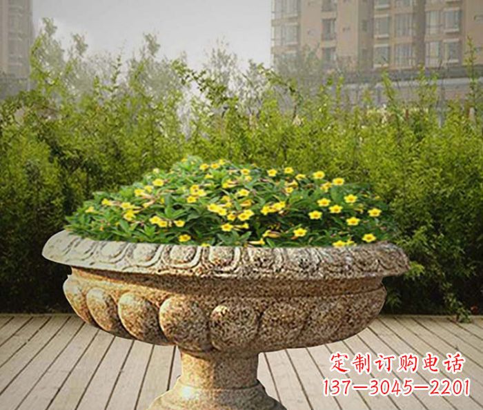 宁夏花岗岩花盆小区石雕