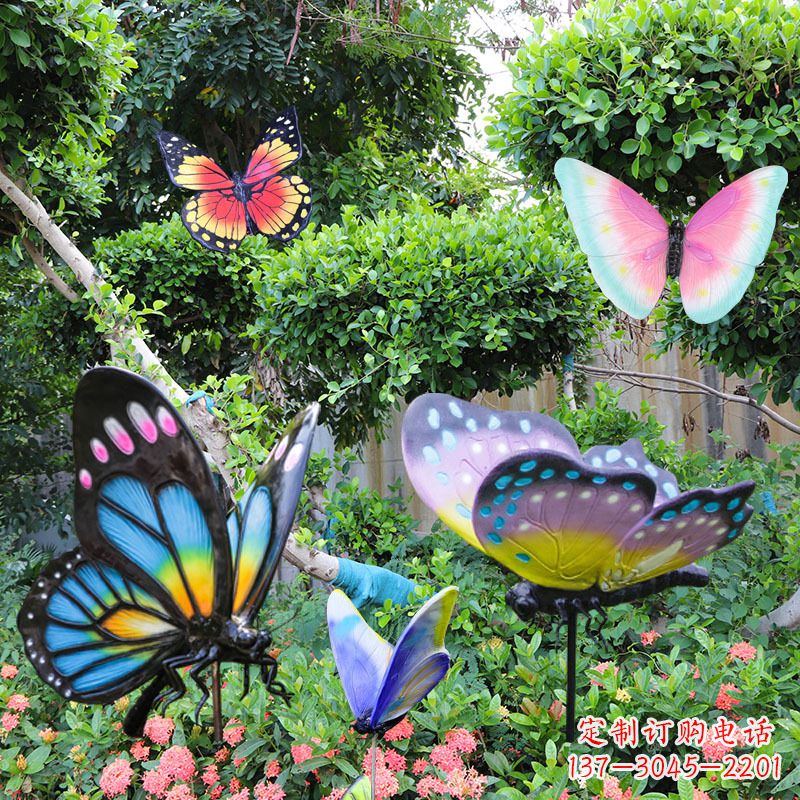 宁夏花园玻璃钢仿真蝴蝶雕塑摆件