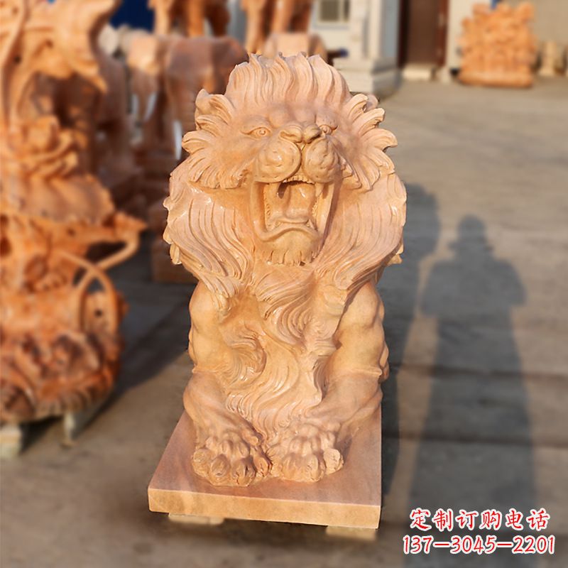 宁夏象征力量的汇丰狮子红石雕