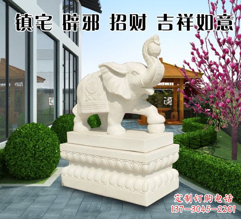宁夏唯美传神的吉祥大象石雕