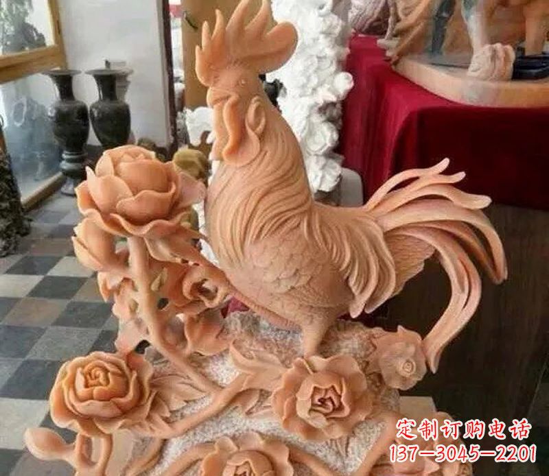 宁夏吉祥如意公鸡景观石雕